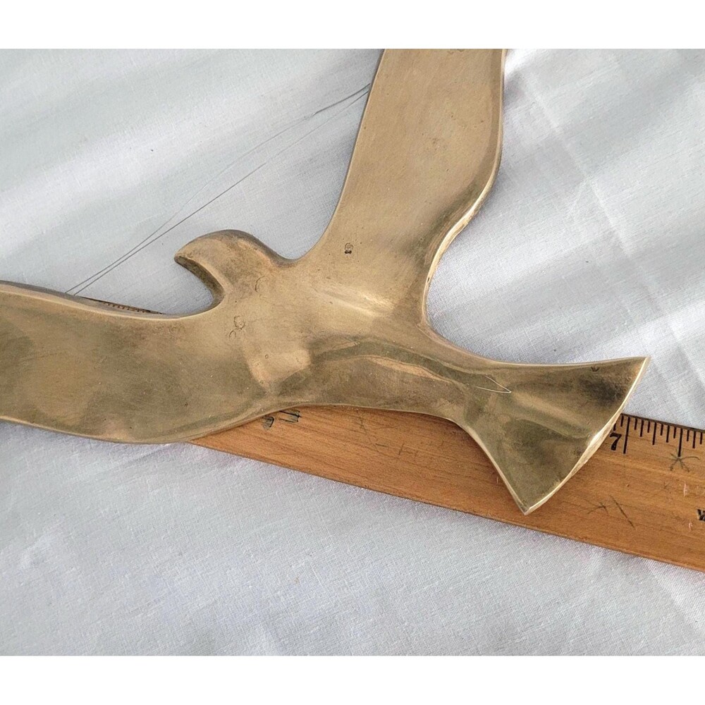 Vintage Brass Flying Seagull Gallery Wall Art Hanging 1970s - Picture 11 of 11